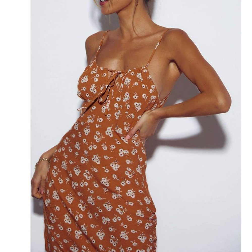 SNDYS | Honolulu slip dress in orange floral US 8